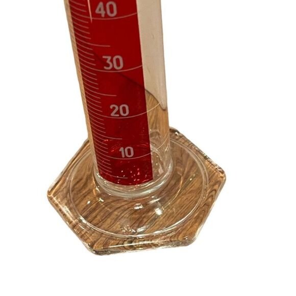PYREX CORNING 100ml GRADUATED CYLINDER BEAKER 3042 USA RED HEX BASE GLASS VTG - Picture 15 of 15